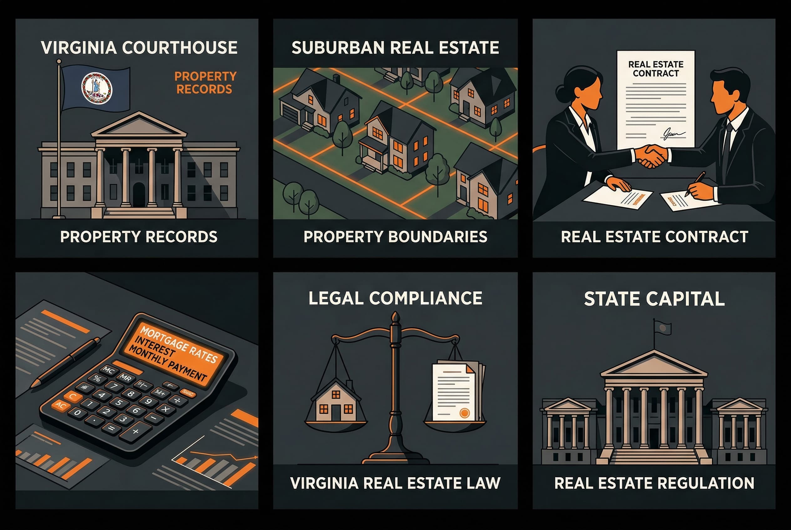 Six module topics: law, property, contracts, finance, ethics, Virginia regulations